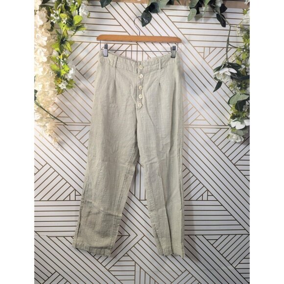 Urban Outfitters Maria Button-Fly Tapered Trouser High Rise Cropped 4 READ - Picture 1 of 7